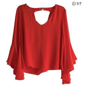 Gianni Bini  Size Large- orange/ Red Flowy Tooz billowy sleeves.